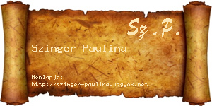 Szinger Paulina névjegykártya